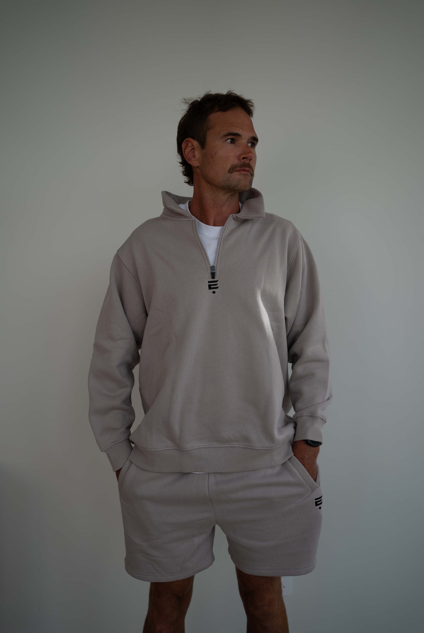 Staples 1/4 Zip Jumper - Taupe